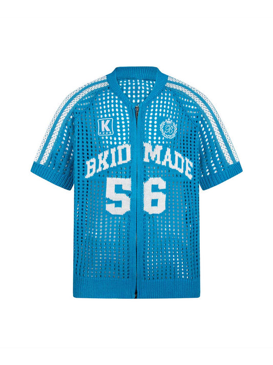 Mesh Zip-Up Sports Jersey Short Sleeve Shirt