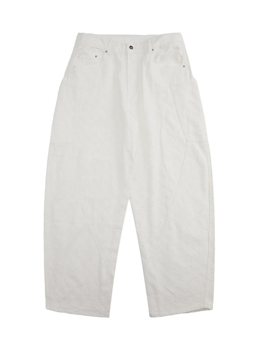Textured Structured Barrel Jeans
