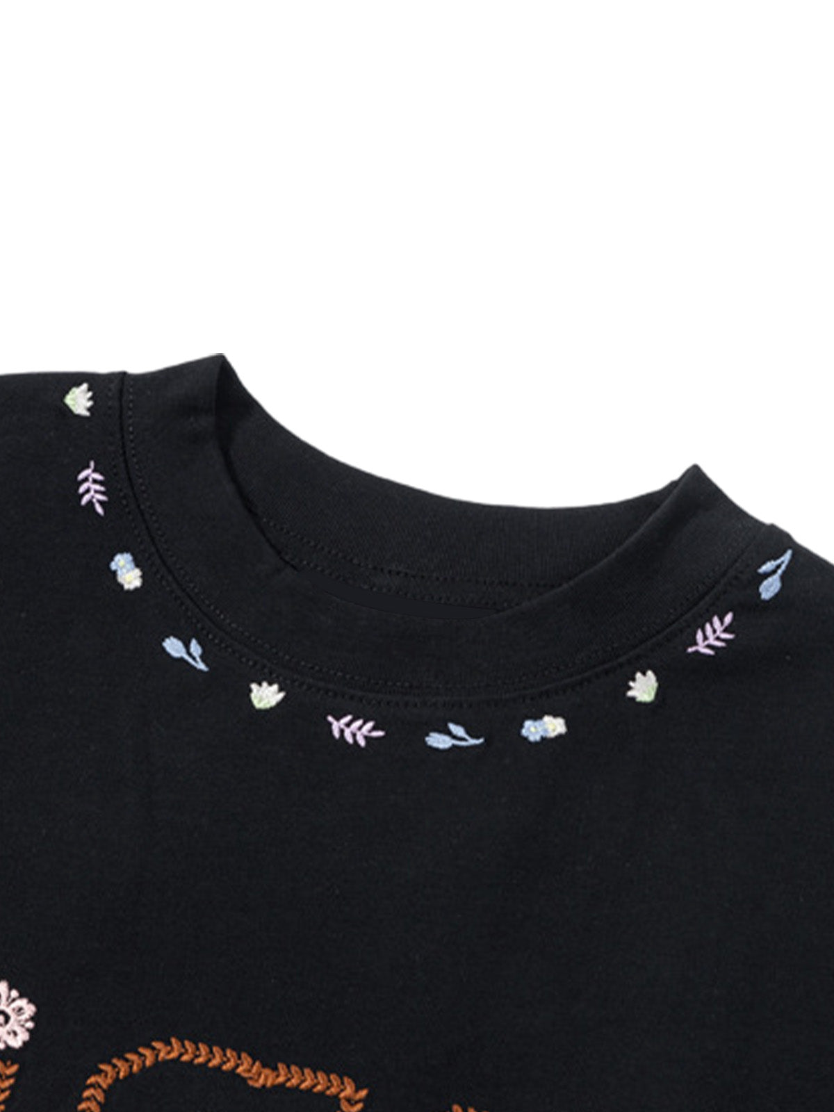 Embroidered Floral Crew Neck T-Shirt