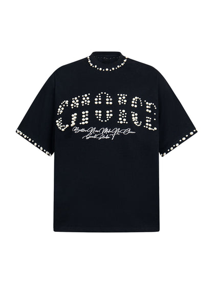 T-shirt oversize élégant orné de perles