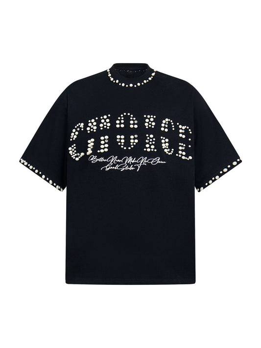 T-shirt oversize élégant orné de perles