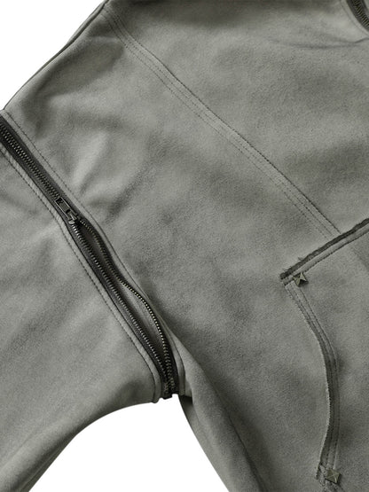 Veste à capuche délavée avec coutures vieillies et rivets