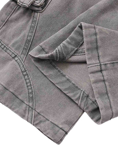 Jean cargo délavé à poches multiples