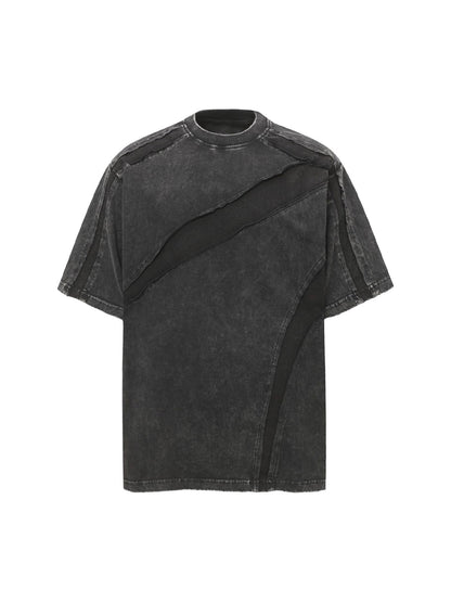 Washed Raw Edge Split Oversized T-Shirt