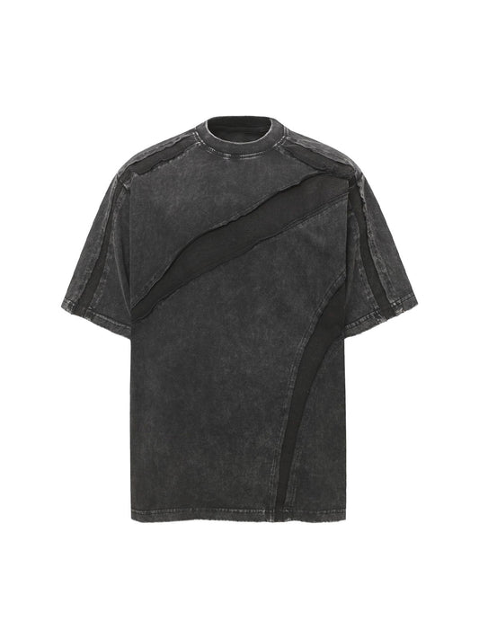 Washed Raw Edge Split Oversized T-Shirt