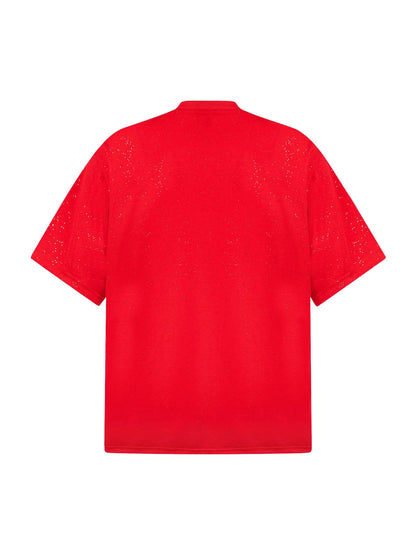 Kurzärmliges T-Shirt mit Retro-Schriftdesign und starkem Sternenhimmel-Print