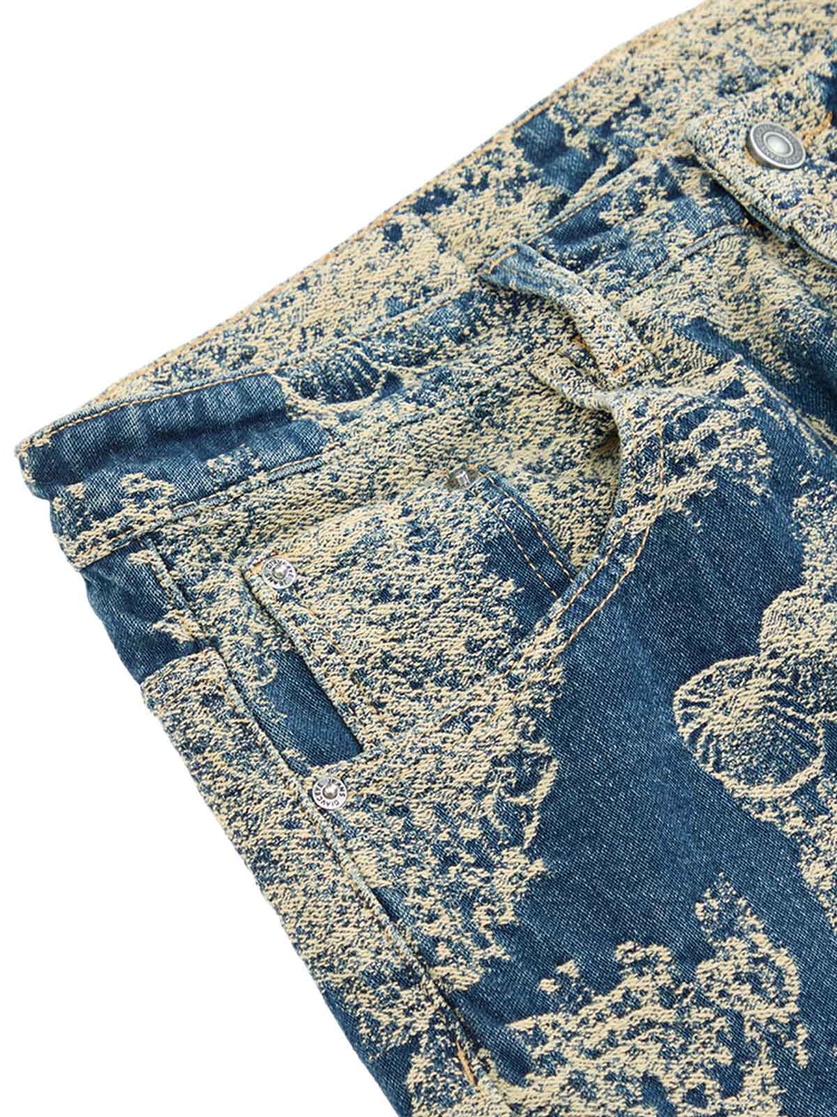 Gerade Jeans im Landscape-Jacquard-Stil