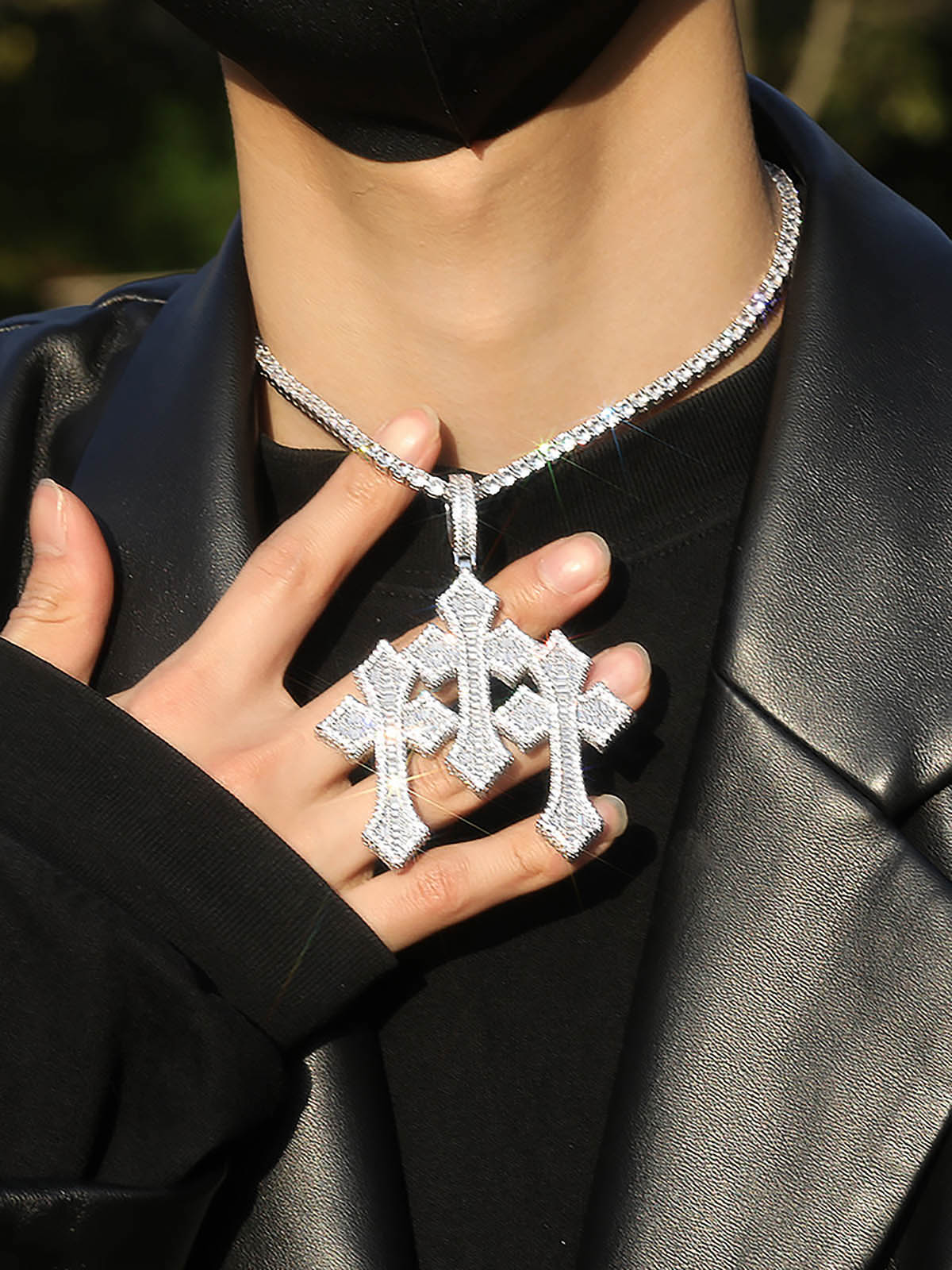 Cross Zircon Pendant Copper Necklace