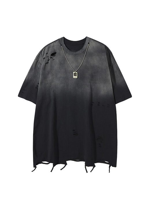 T-shirt Tie-Dye avec collier à bords déchirés