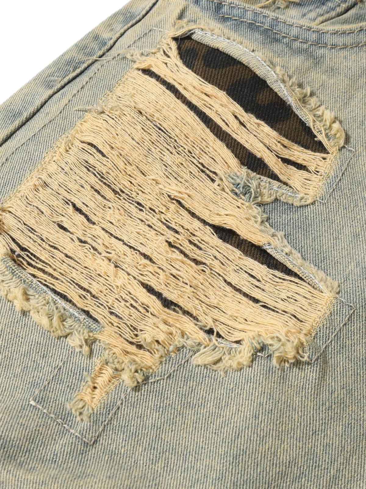 Distressed Raw Edge Patch Jeans