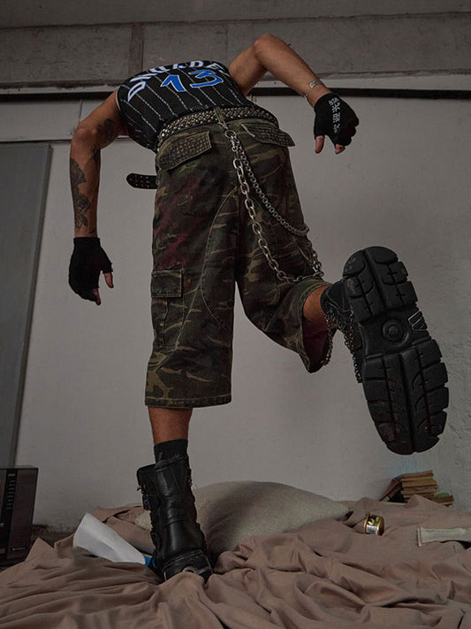 Thesupermade – Camouflage-Jeans mit mehreren Taschen 