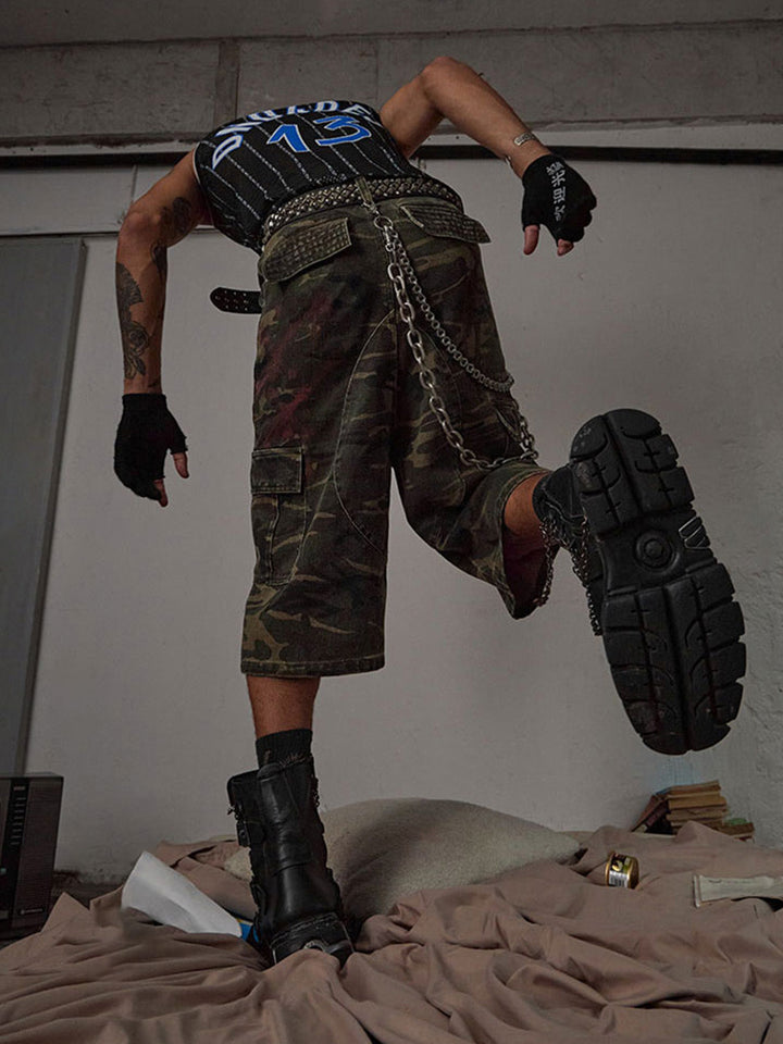Thesupermade – Camouflage-Jeans mit mehreren Taschen 