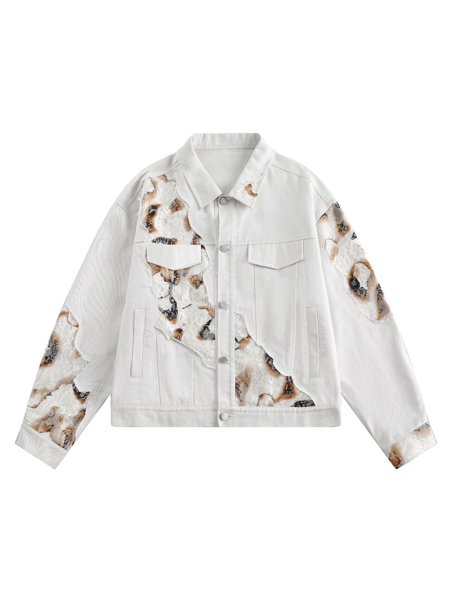Veste en jean patchwork en dentelle style rétro américain supermade
