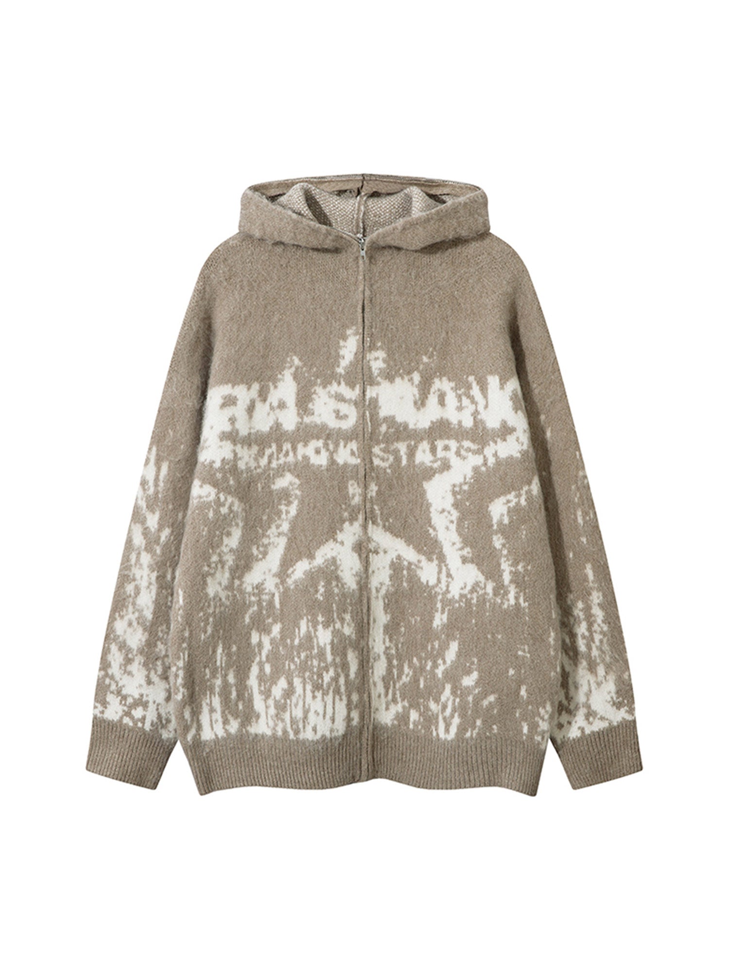 Pull zippé à capuche duveteux en mohair Star de Thesupermade