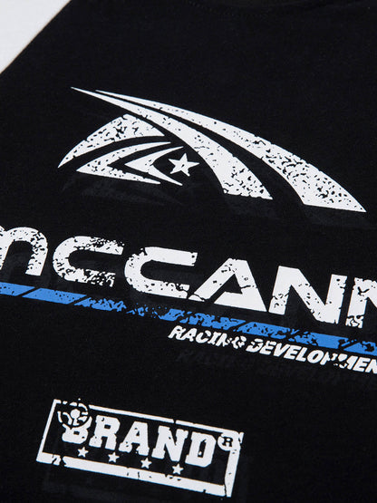 T-Shirt mit Motorrad-Aufdruck in Kontrastfarbe – 2325