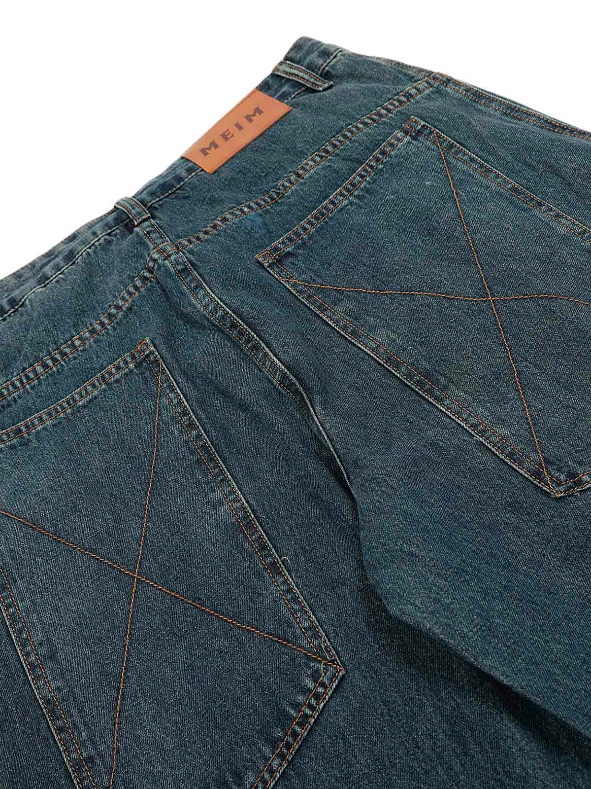 Washed Deconstructed Split Scimitar Baggy Barrel Jeans