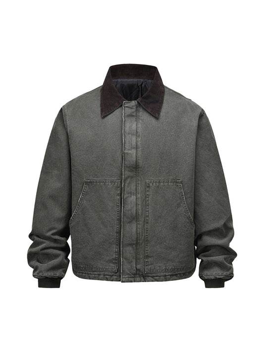 Vintage gewaschene, gesteppte Arbeitsjacke im Used-Look