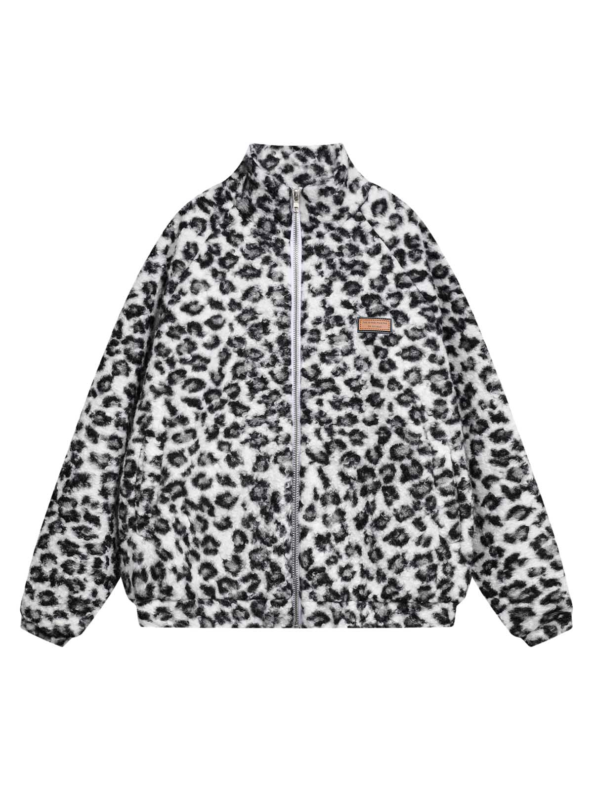 Veste polaire à col montant et imprimé guépard