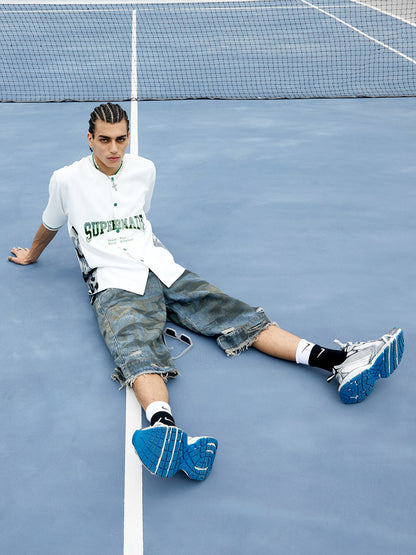 Original Camouflage Spliced Baseball T-Shirt - 2350