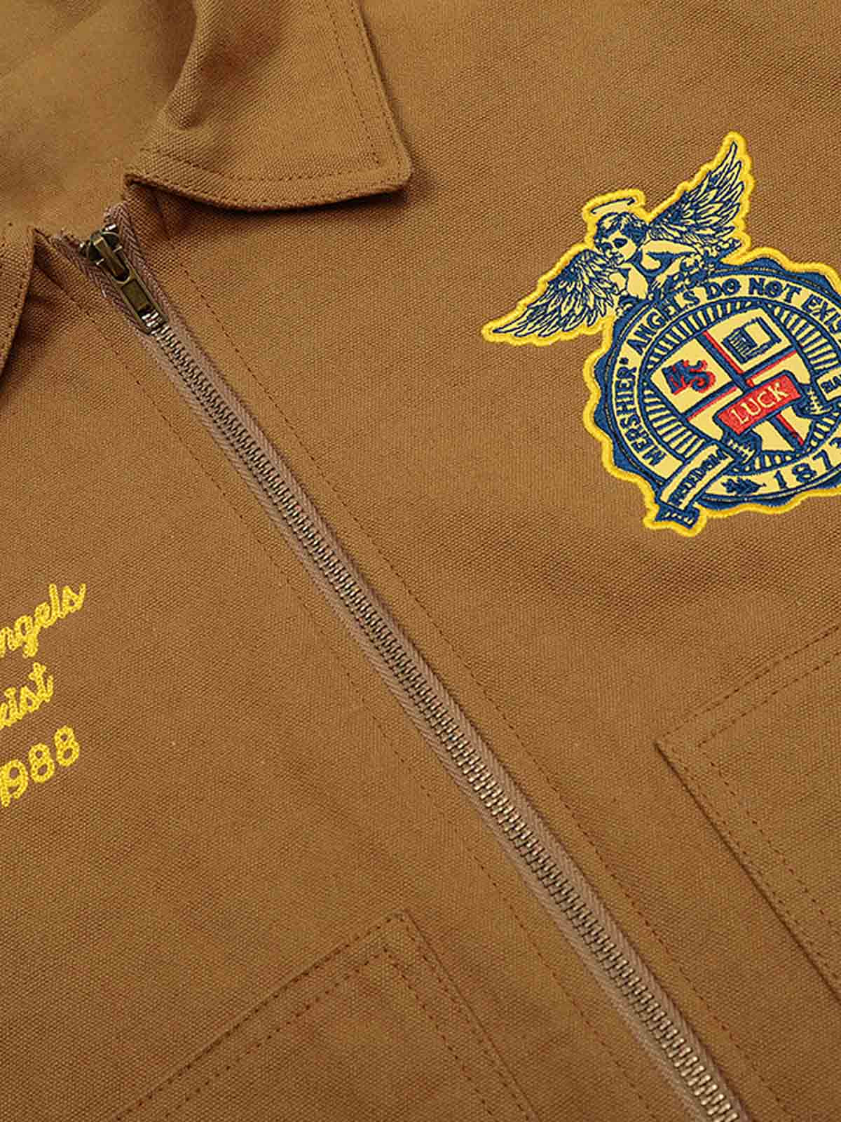 Retro Embroidered Badge Work Jacket