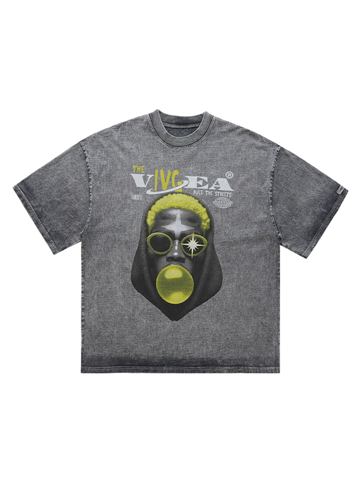 Street Retro Washed Creative Print T-shirt