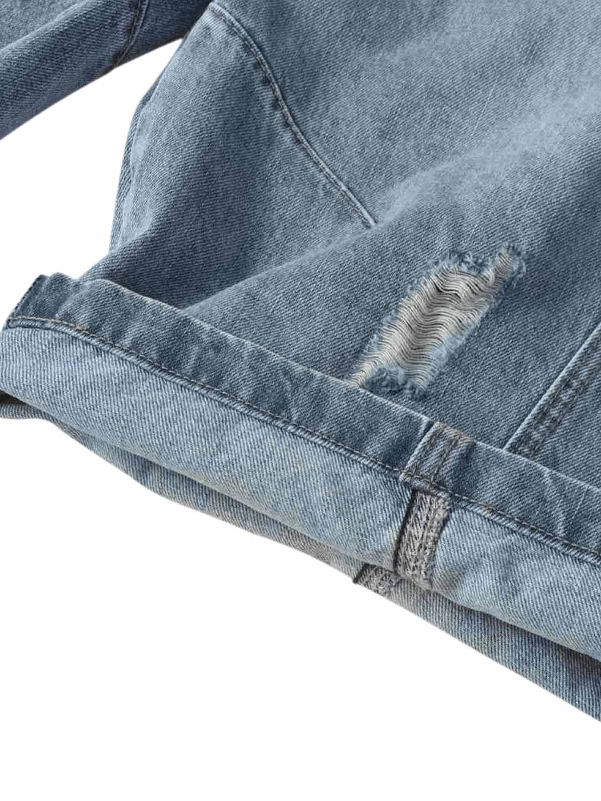 Distressed Ripped Deconstructed Split Barrel Jorts