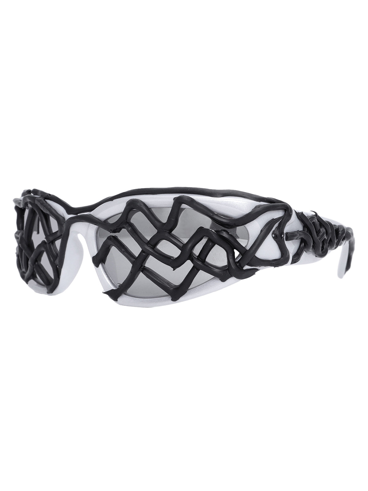 Futuristische Sonnenbrille mit gewelltem Rahmen