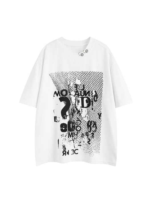 T-Shirt mit Retro-Buchstabendruck und Nieten