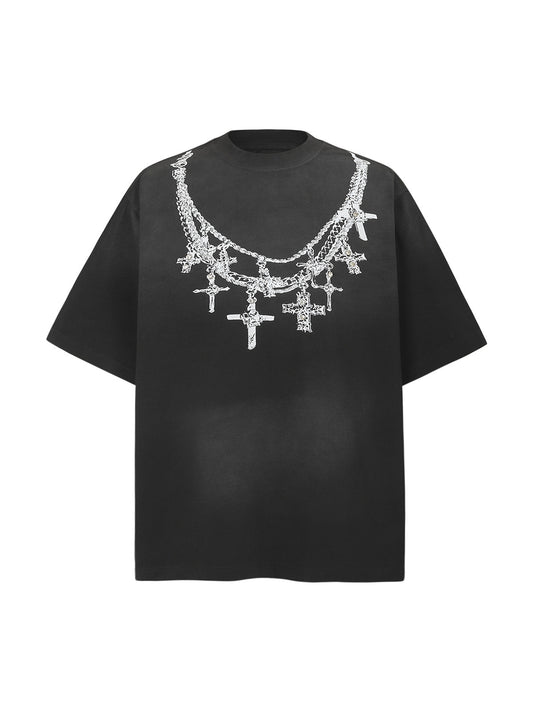Cross Necklace Graphic T-Shirt