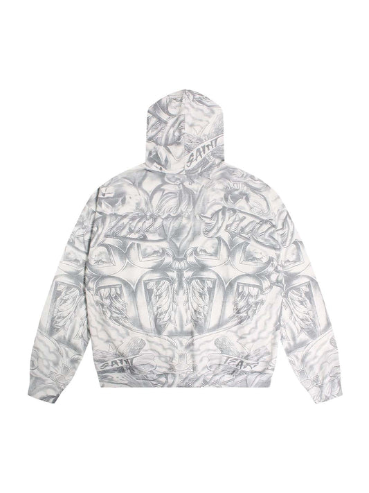 Thesupermade – Handbemalter Kapuzenpullover „Street“ mit Reißverschluss