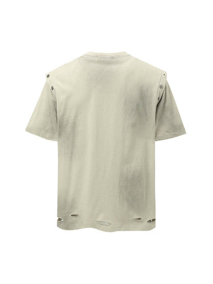 Retro Washed Detachable Waistcoat T-shirt
