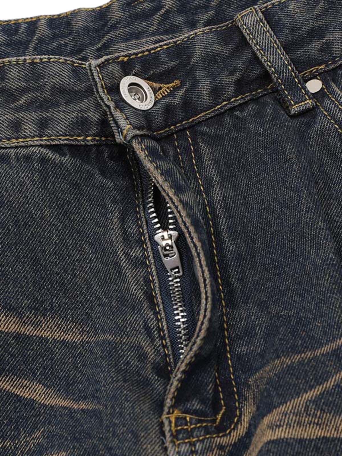 Jean cargo multi-poches délavé vintage vieilli