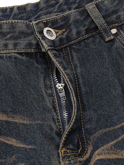 Jean cargo multi-poches délavé vintage vieilli