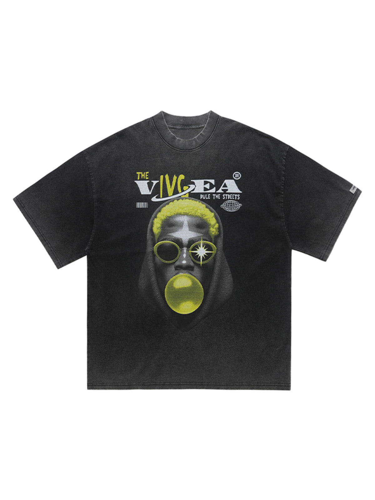 Street Retro Washed Creative Print T-shirt