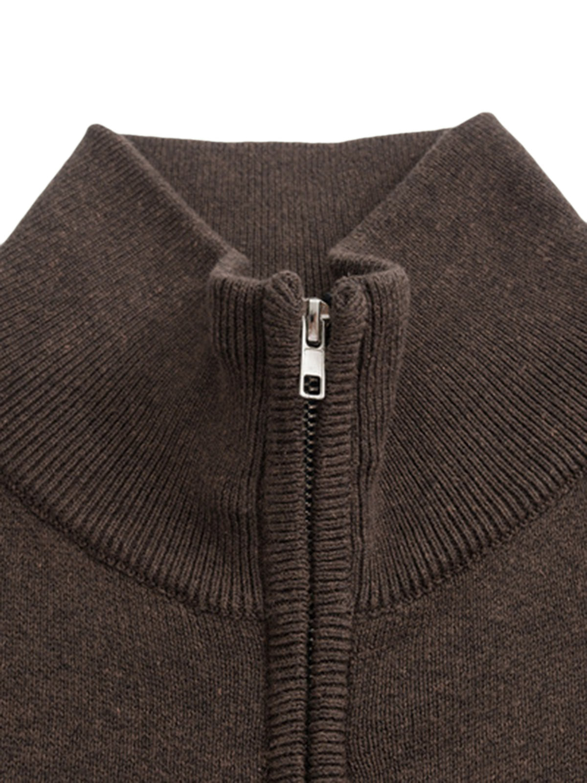 Thesupermade Stand Collar Jacquard Zipper Cardigan Knit Jacket