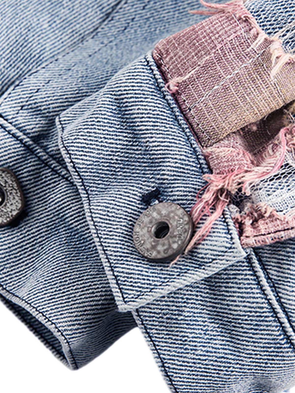 Thesupermade Jeansjacke im amerikanischen Streetstyle mit Patchwork-Spitze 