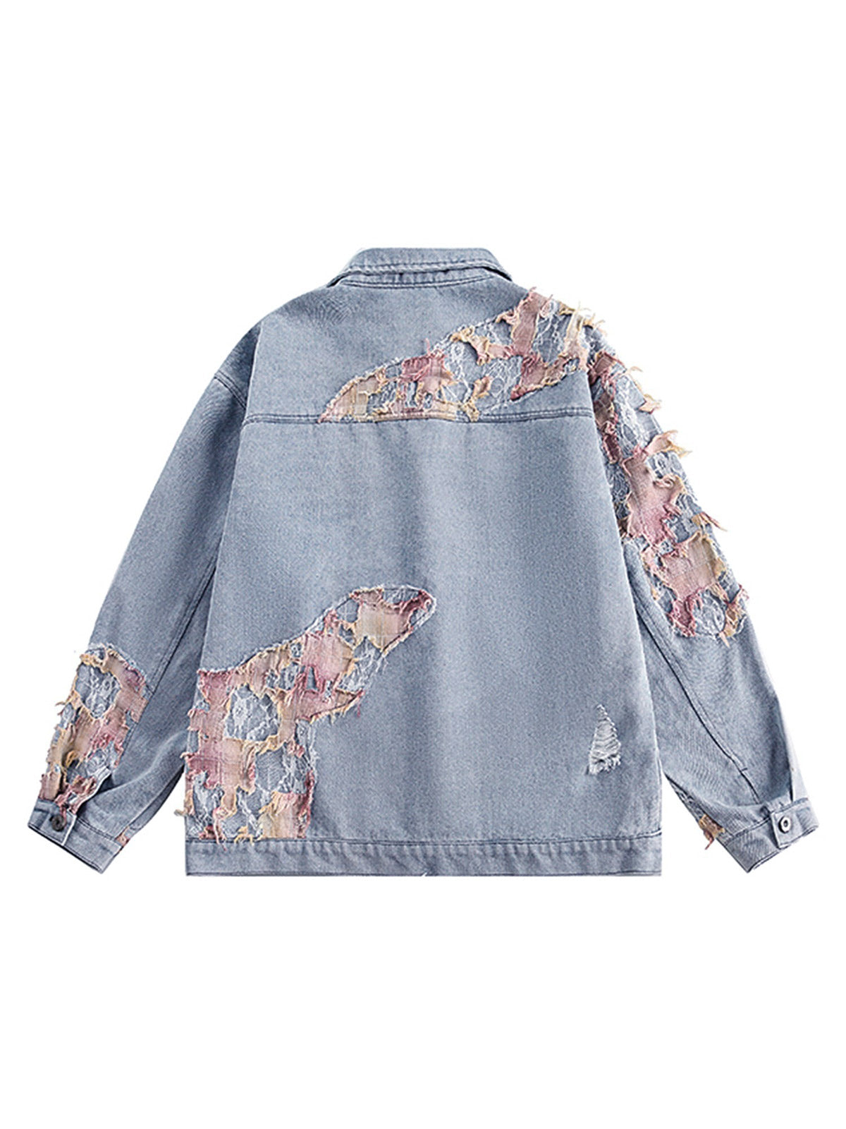 Thesupermade Jeansjacke im amerikanischen Streetstyle mit Patchwork-Spitze 