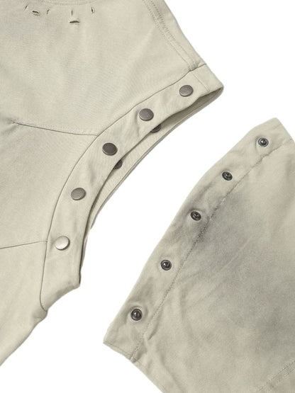 Retro Washed Detachable Waistcoat T-shirt