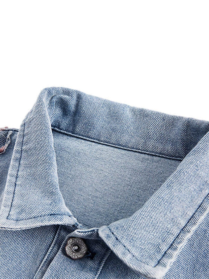 Thesupermade Jeansjacke im amerikanischen Streetstyle mit Patchwork-Spitze 