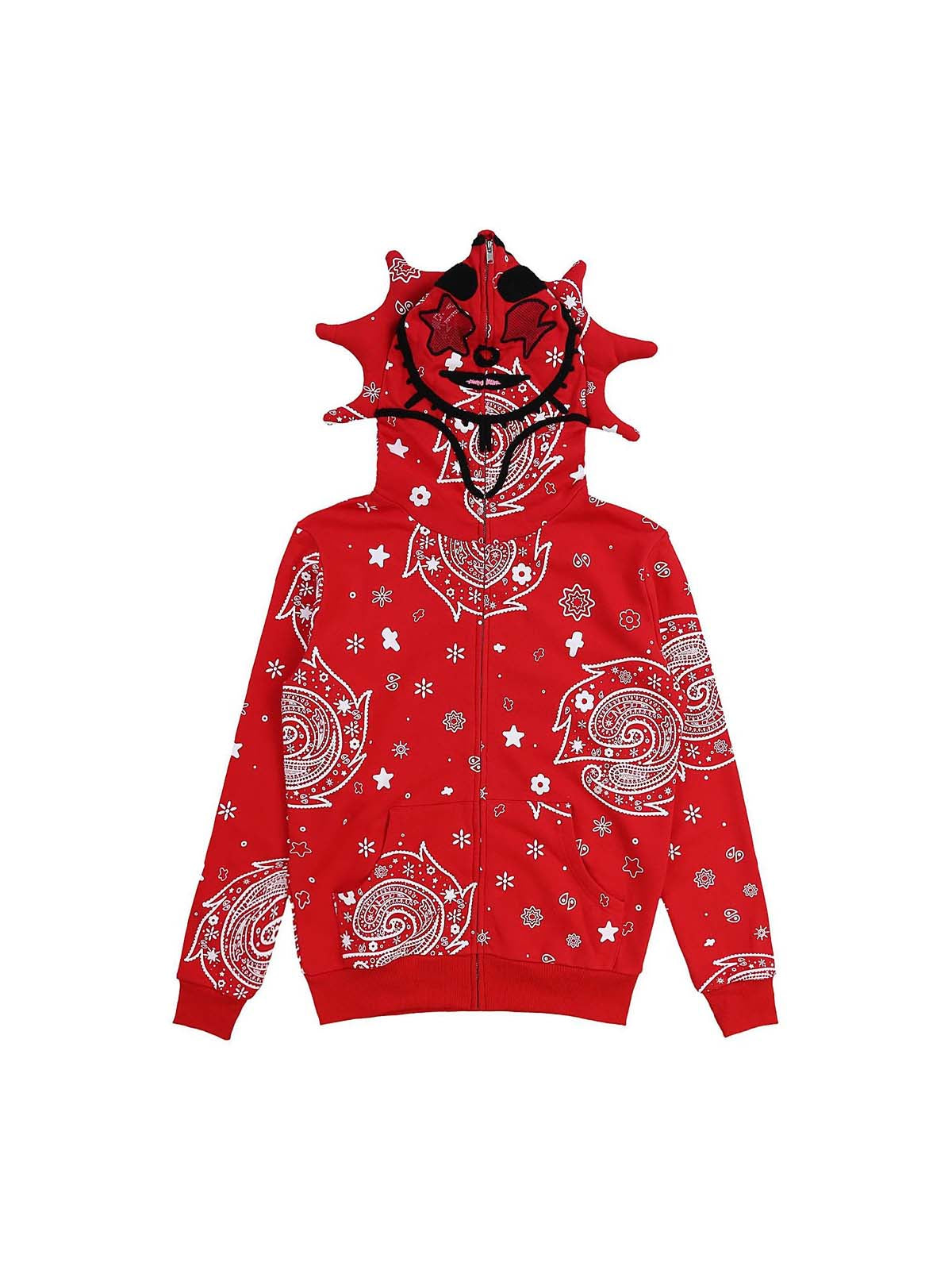 Thesupermade Skull Print Zipper Hooded Jacket