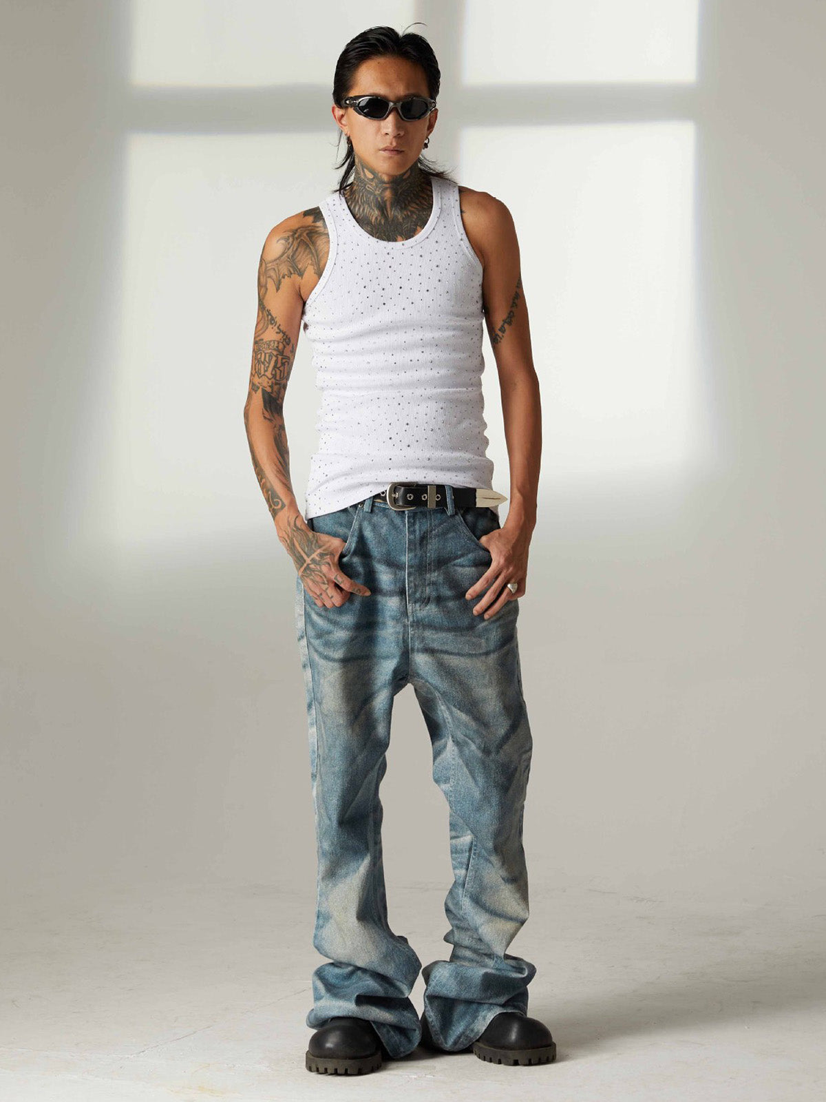 Street Heavy Rhinestone Threaded Vest
