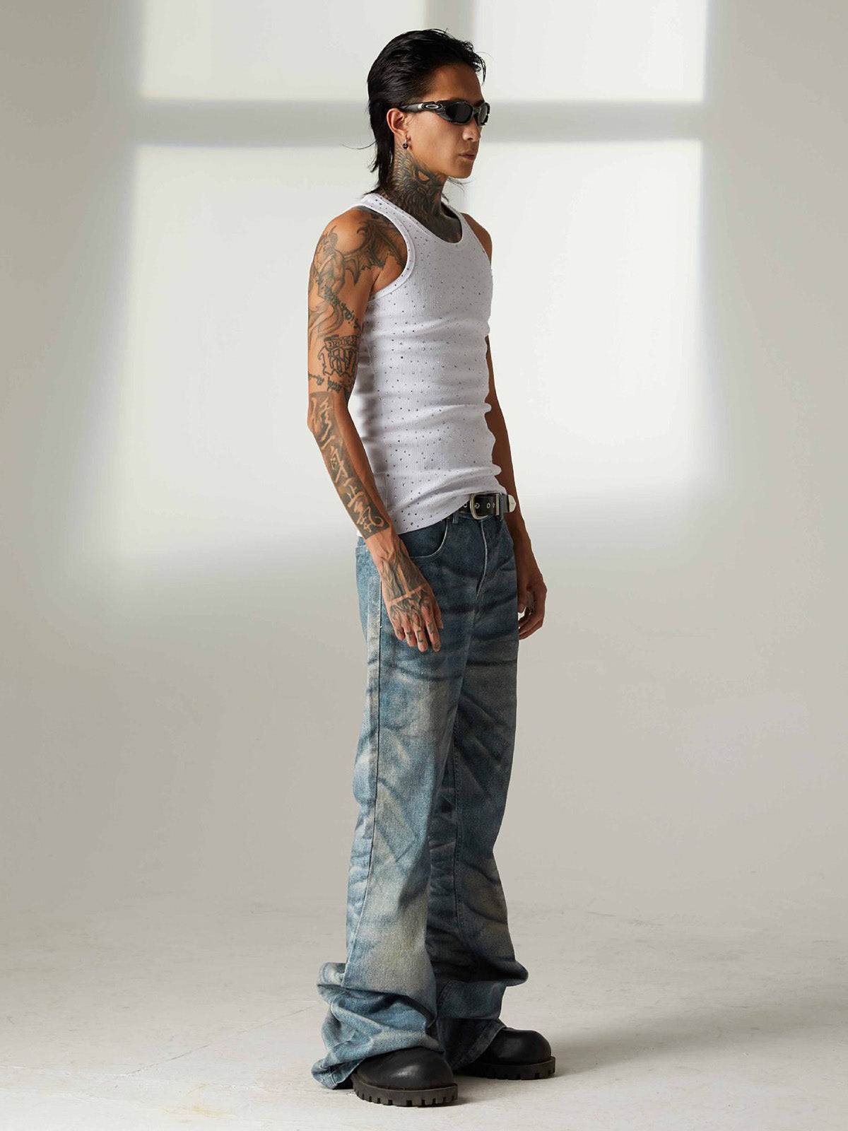Street Heavy Rhinestone Threaded Vest