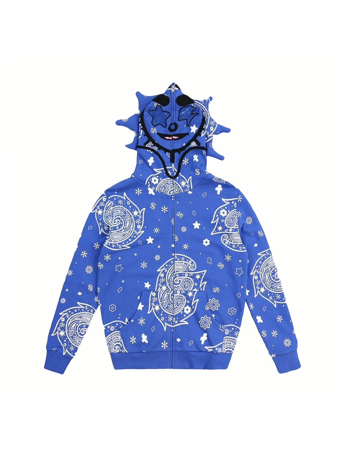 Thesupermade Skull Print Zipper Hooded Jacket