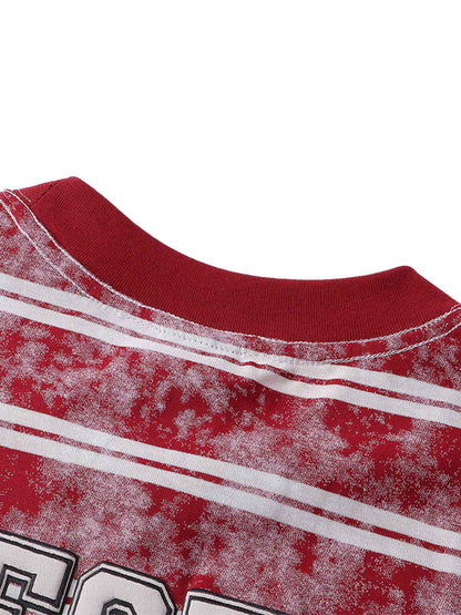 Graphic Lettering Striped Oversized T-Shirt
