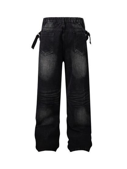 Thesupermade – Gerade Jeans mit verwaschenem Used-Look und Bund