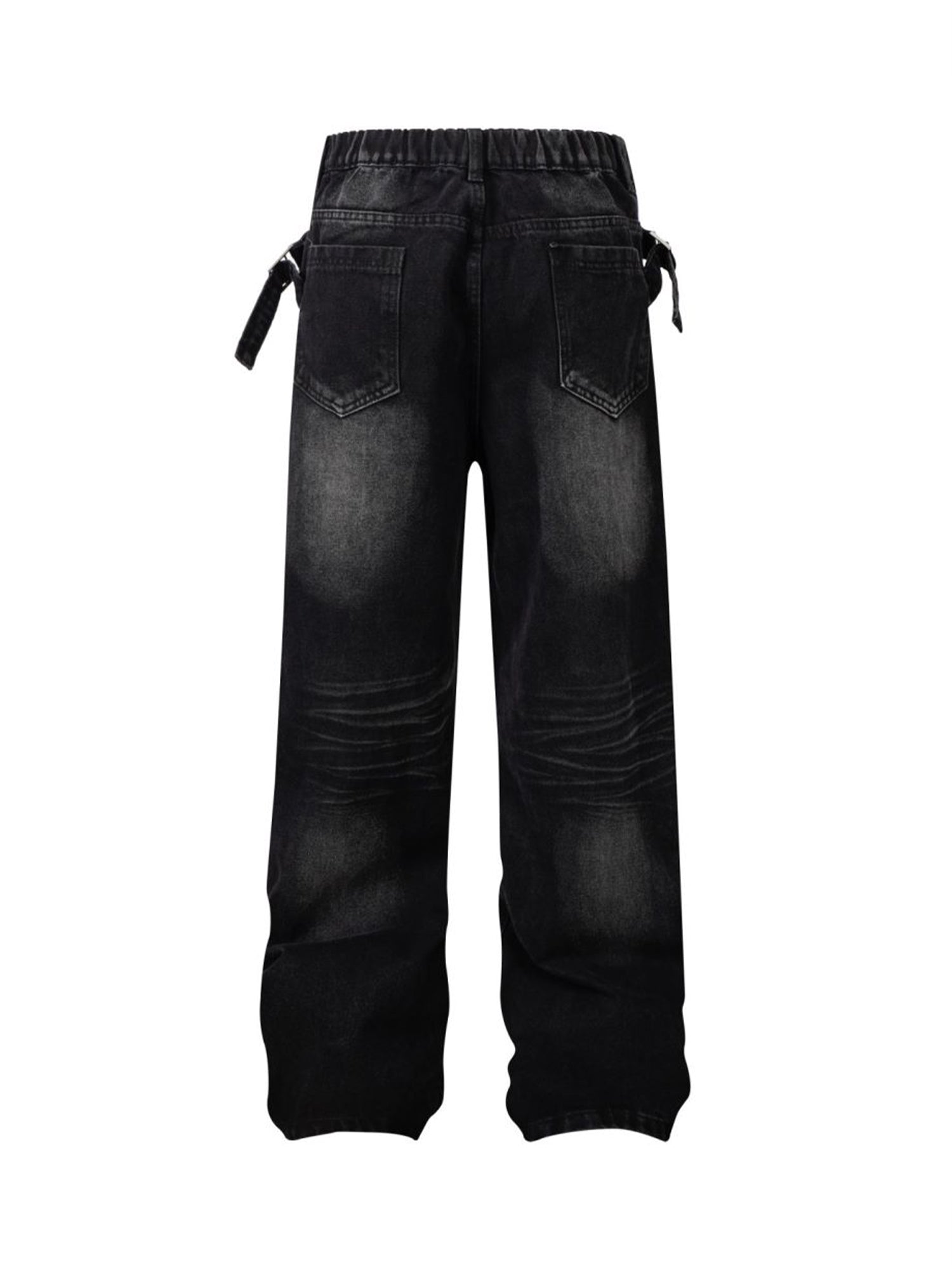 Thesupermade Washed Distressed Waistband Straight Jeans