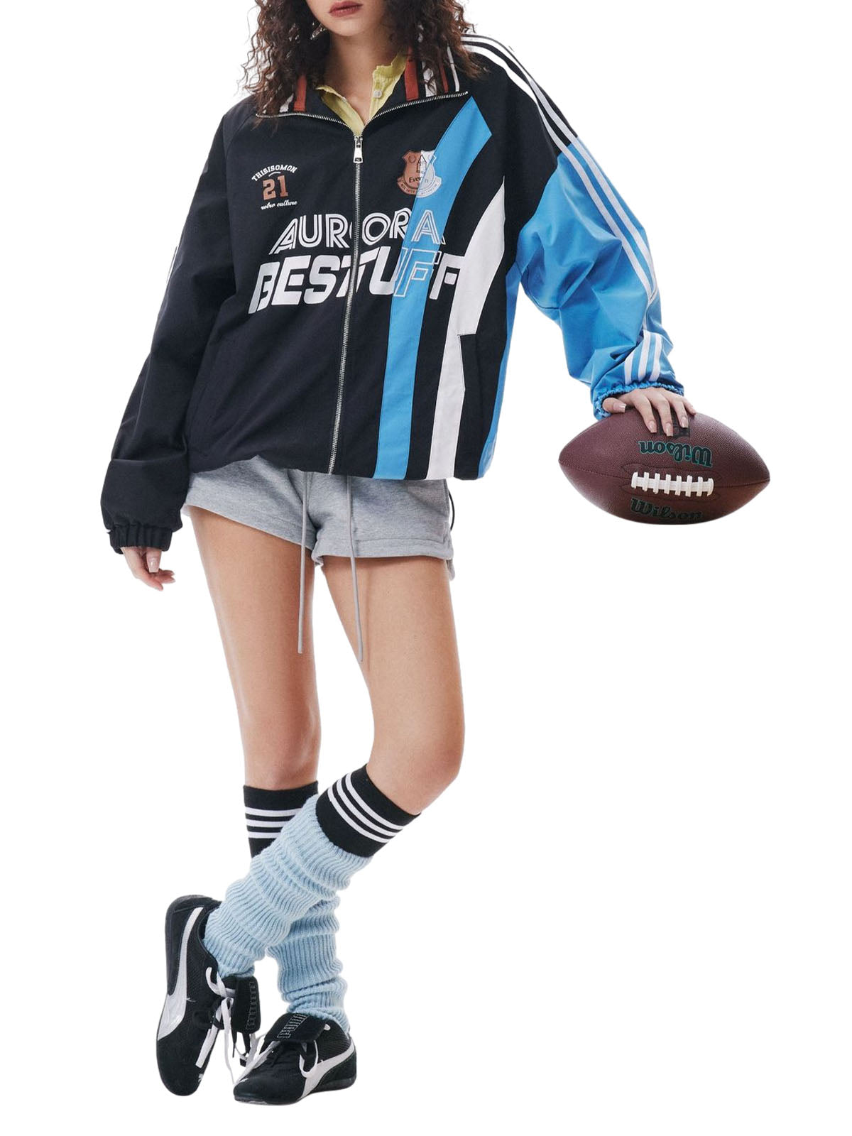 Jerseyjacke mit Retro-Kontrastnähten