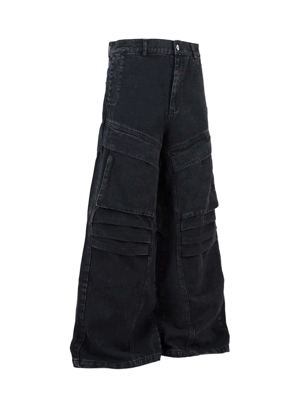 Deconstructed Split Pleated Pocket Cargo Jeans