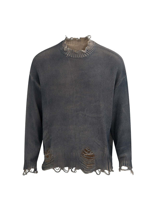 Pull surdimensionné déchiré en deux pièces effet usé
