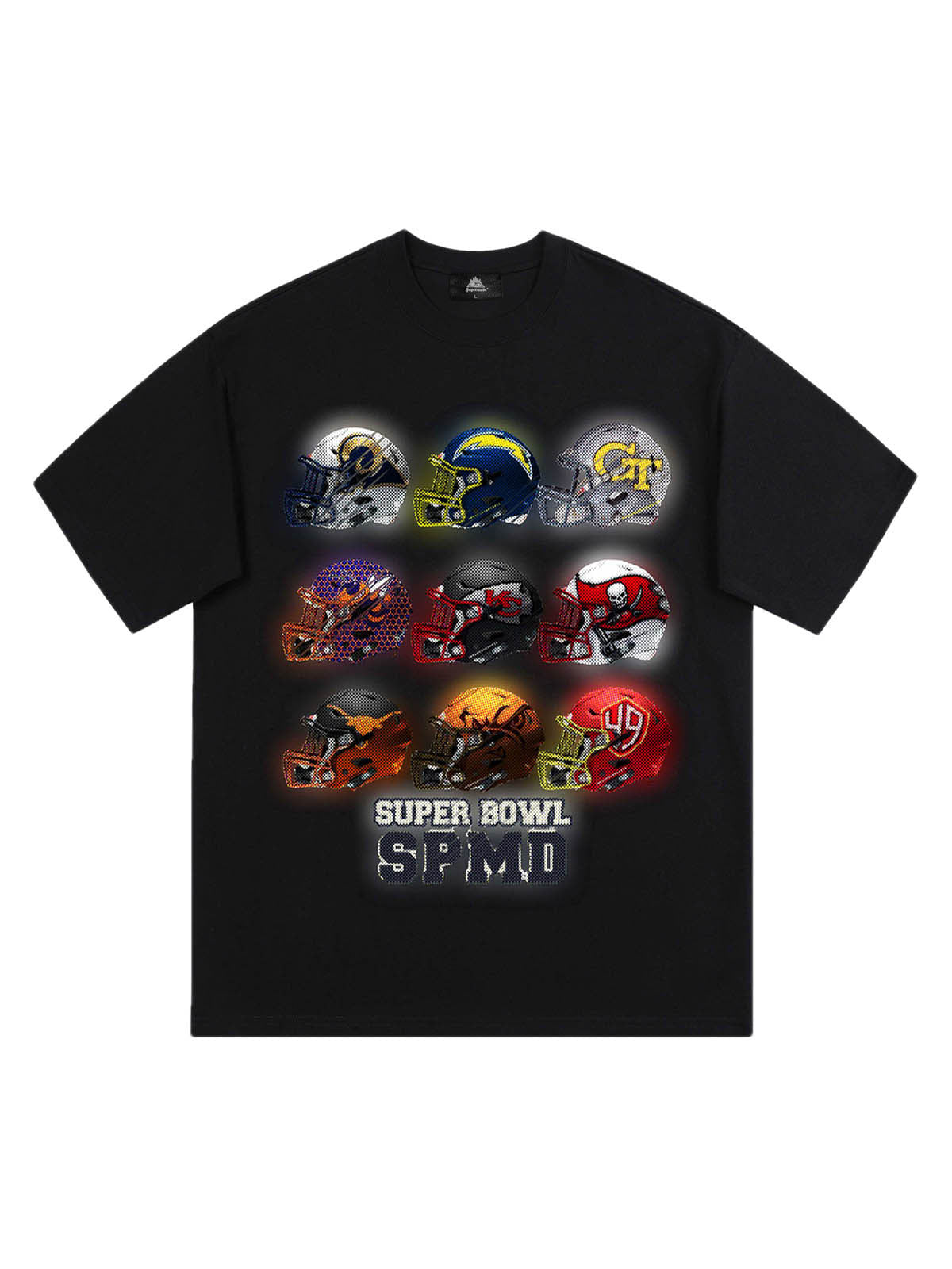 Super Bowl Football Helmet Print T-shirt - 2310